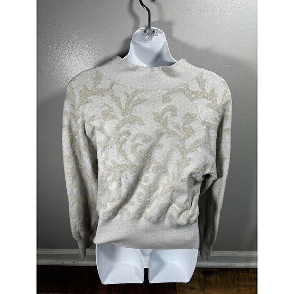 Anthropologie High Neck Pullover Barton Sweatshirt Womens XSMALL Ivory - Picture 4 of 6